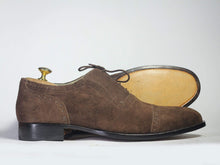 Load image into Gallery viewer, Men&#39;s Brown Cap Toe Lace Up Suede Shoe - leathersguru
