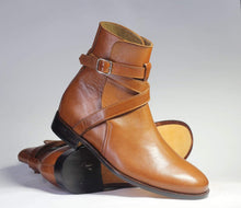 Load image into Gallery viewer, Handmade Ankle Brown Jodhpurs Leather Boot - leathersguru
