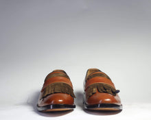 Load image into Gallery viewer, Men&#39;s Brown Fringe Tussles Leather Loafers shoe - leathersguru
