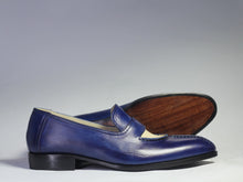 Load image into Gallery viewer, Bespoke Blue Leather Split Toe Shoe for Men - leathersguru
