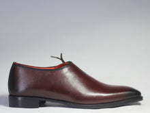 Load image into Gallery viewer, Bespoke Burgundy Leather Side Lace Up Shoe for Men - leathersguru
