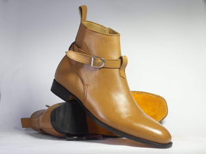 Handmade Ankle Beige Jodhpurs Leather Boot - leathersguru