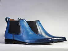 Load image into Gallery viewer, Bespoke Blue Half Chelsea Leather Boot - leathersguru
