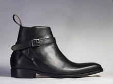 Load image into Gallery viewer, Handmade Ankle Black Jodhpurs Leather Boot - leathersguru
