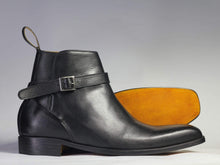 Load image into Gallery viewer, Handmade Ankle Black Jodhpurs Leather Boot - leathersguru

