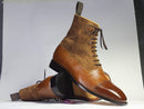 Men's Ankle High Brown Cap Toe Leather Suede Boot - leathersguru