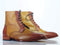 Men's Two Tone Ankle Wing Tip Brogue Leather Lace Up Boot - leathersguru