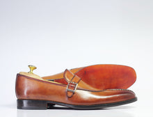 Load image into Gallery viewer, Bespoke Tan Leather Loafer Monk Strap Shoes for Men&#39;s - leathersguru
