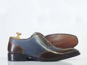 Men's Two Tone Cap Toe Lace Up Leather Shoes - leathersguru
