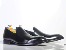 Load image into Gallery viewer, Handmade Black Leather Loafers For Men&#39;s - leathersguru
