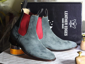 Men's Gray Chelsea Suede Boots - leathersguru