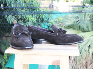 Bespoke Black  Suede Tussle Loafer Shoe for Men - leathersguru