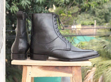 Load image into Gallery viewer, Handmade Black Leather Ankle boots Men&#39;s - leathersguru
