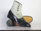 Men's Black White Ankle Button Top Leather Denim Boot - leathersguru