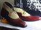 Men's Burgundy & Beige Lace Up Leather Suede Shoe - leathersguru