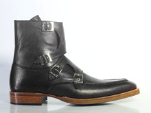 Load image into Gallery viewer, Bespoke Black Leather High Ankle Monk Strap Boots - leathersguru
