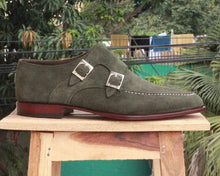 Load image into Gallery viewer, Men&#39;s Green Suede Monk Shoe - leathersguru
