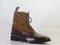 Men's Brown Ankle Cap Toe Leather Suede Lace Up Boots - leathersguru