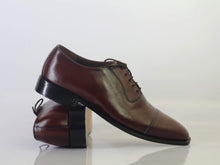 Load image into Gallery viewer, Men&#39;s Burgundy Cap Toe Lace Up Leather Shoe - leathersguru
