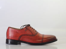 Load image into Gallery viewer, Bespoke Red Leather Cap Toe Loafer Shoes for Men&#39;s - leathersguru
