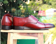 Load image into Gallery viewer, Men&#39;s Burgundy Leather Monk Shoe - leathersguru
