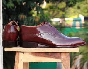 Men's Brown Lace Up Leather Stylish Shoes - leathersguru