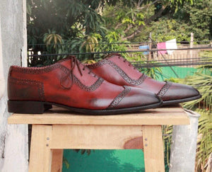 Maroon leather Shoes - leathersguru