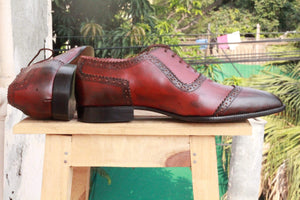 Maroon leather Shoes - leathersguru