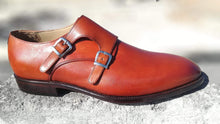 Load image into Gallery viewer, Handmade Brown Double Monk Strap Leather Shoe - leathersguru

