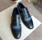 Handmade Black Blue Monk Fringe Monk Shoe - leathersguru