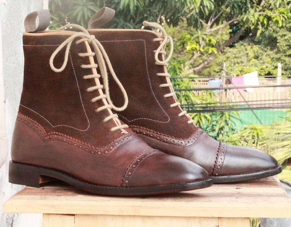 Handmade Brown Ankle Boot  For Men - leathersguru