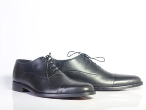 Bespoke Black Leather Lace up Shoe for Men's - leathersguru