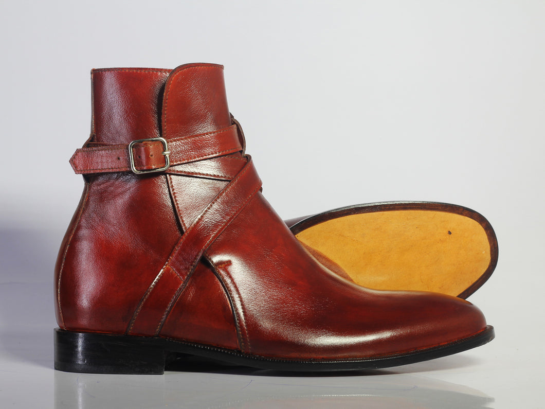 Handmade Burgundy Leather Jodhpurs Boots For Men's - leathersguru