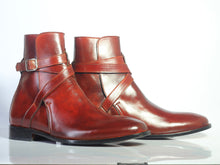 Load image into Gallery viewer, Handmade Burgundy Leather Jodhpurs Boots For Men&#39;s - leathersguru
