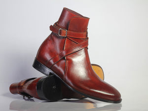 Handmade Burgundy Leather Jodhpurs Boots For Men's - leathersguru