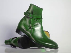 Handmade Green Jodhpurs Leather BootsFor Men's - leathersguru