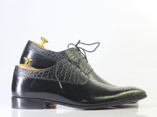 Load image into Gallery viewer, Bespoke Black Brogue Toe Lace Up Shoe for Men - leathersguru
