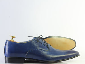 Bespoke Blue Leather Lace Up Shoe for Men - leathersguru