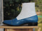 White Blue Button Leather Ankle Boots - leathersguru
