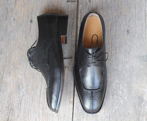 Handmade Black Pebble leather split Toe Shoe - leathersguru