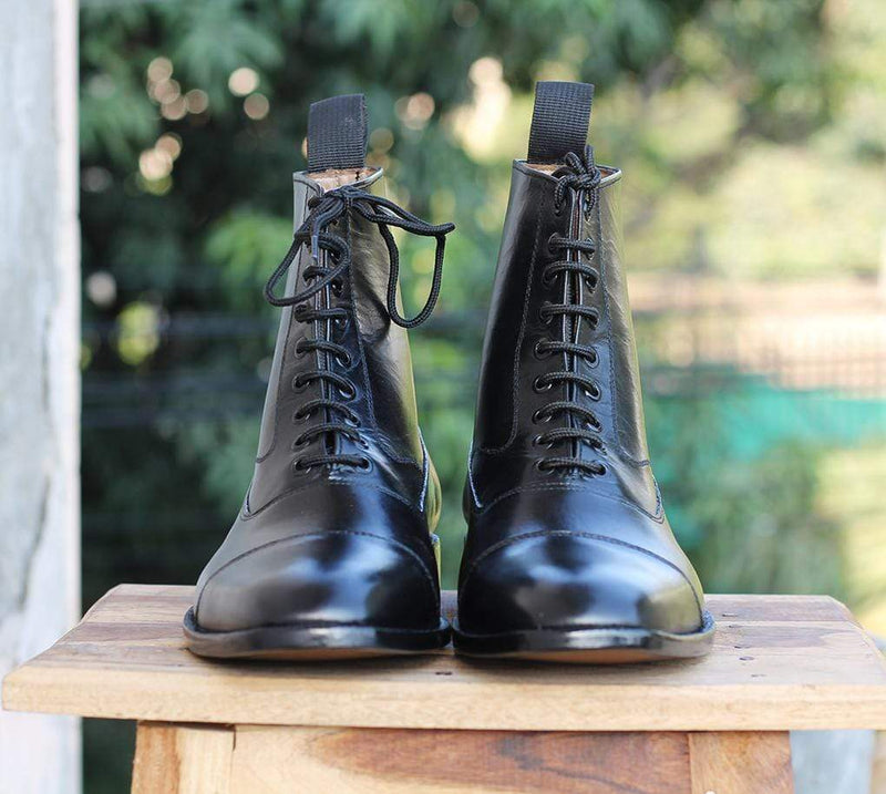 Handmade Black Ankle Boots For Men's - leathersguru