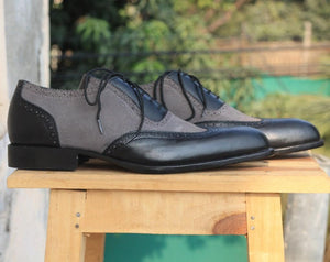 Men's black Leather & Suede Shoes - leathersguru
