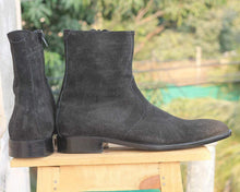 Load image into Gallery viewer, Handmade Black Suede Ankle Boots - leathersguru
