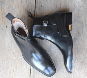 Handmade Black Jodhpurs Ankle Boots For Men's - leathersguru