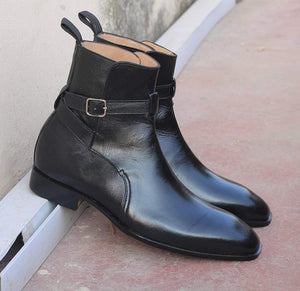 Handmade Black Jodhpurs Ankle Boots For Men's - leathersguru