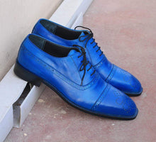 Load image into Gallery viewer, Handmade Blue oxford leather shoe - leathersguru
