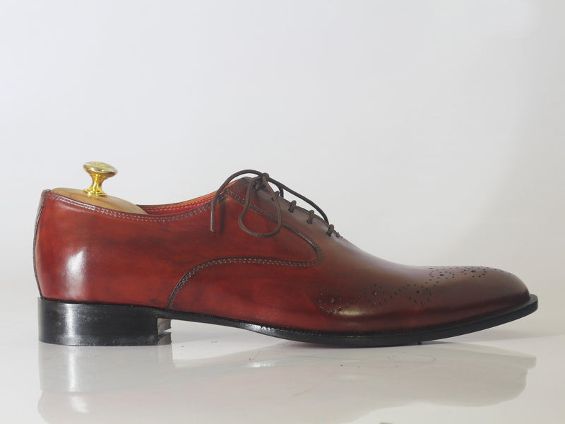 Bespoke Burgundy Brogue Toe Shoe for Men - leathersguru