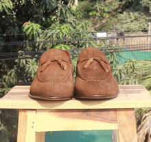 Load image into Gallery viewer, Handmade Brown tussle Suede Slip on shoe - leathersguru
