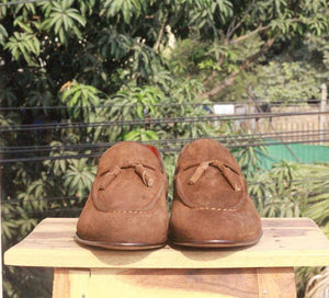 Handmade Brown tussle Suede Slip on shoe - leathersguru