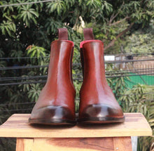 Load image into Gallery viewer, Handmade Tone Brown Leather Chelsea Boots - leathersguru
